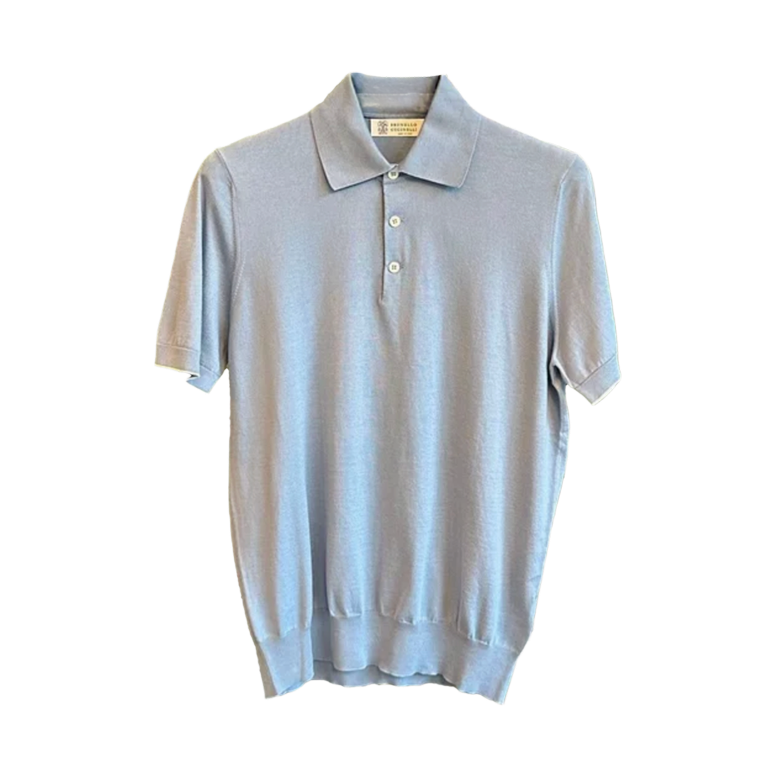 브루넬로 쿠치넬리 코튼 라이트웨이트 니트 폴로 셔츠 스카이(Brunello Cucinelli Cotton Lightweight Knit Polo Shirt Sky)