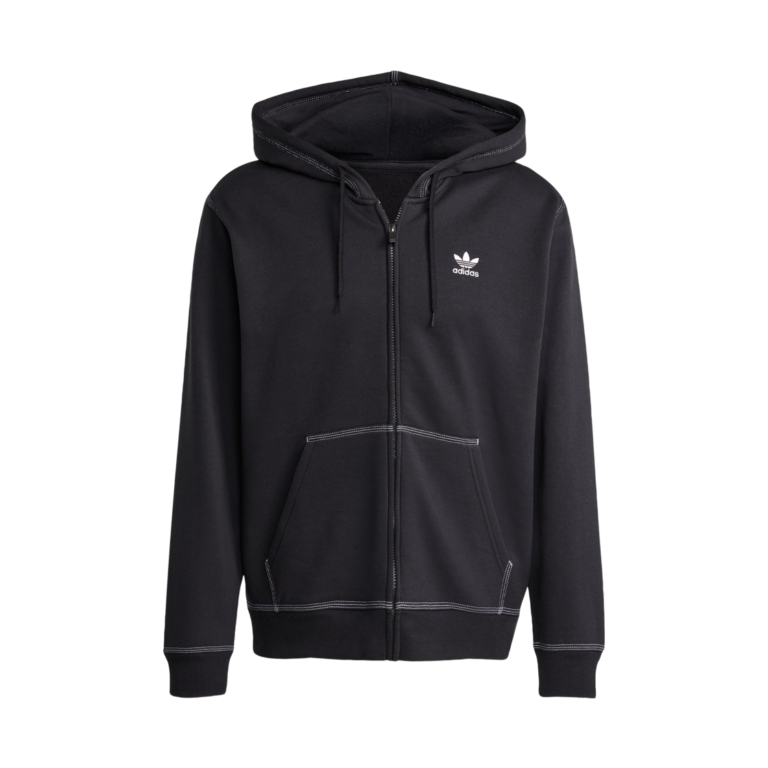 JW0969 Adidas Essentials Trefoil Full-Zip Hoodie Black - KR Sizing