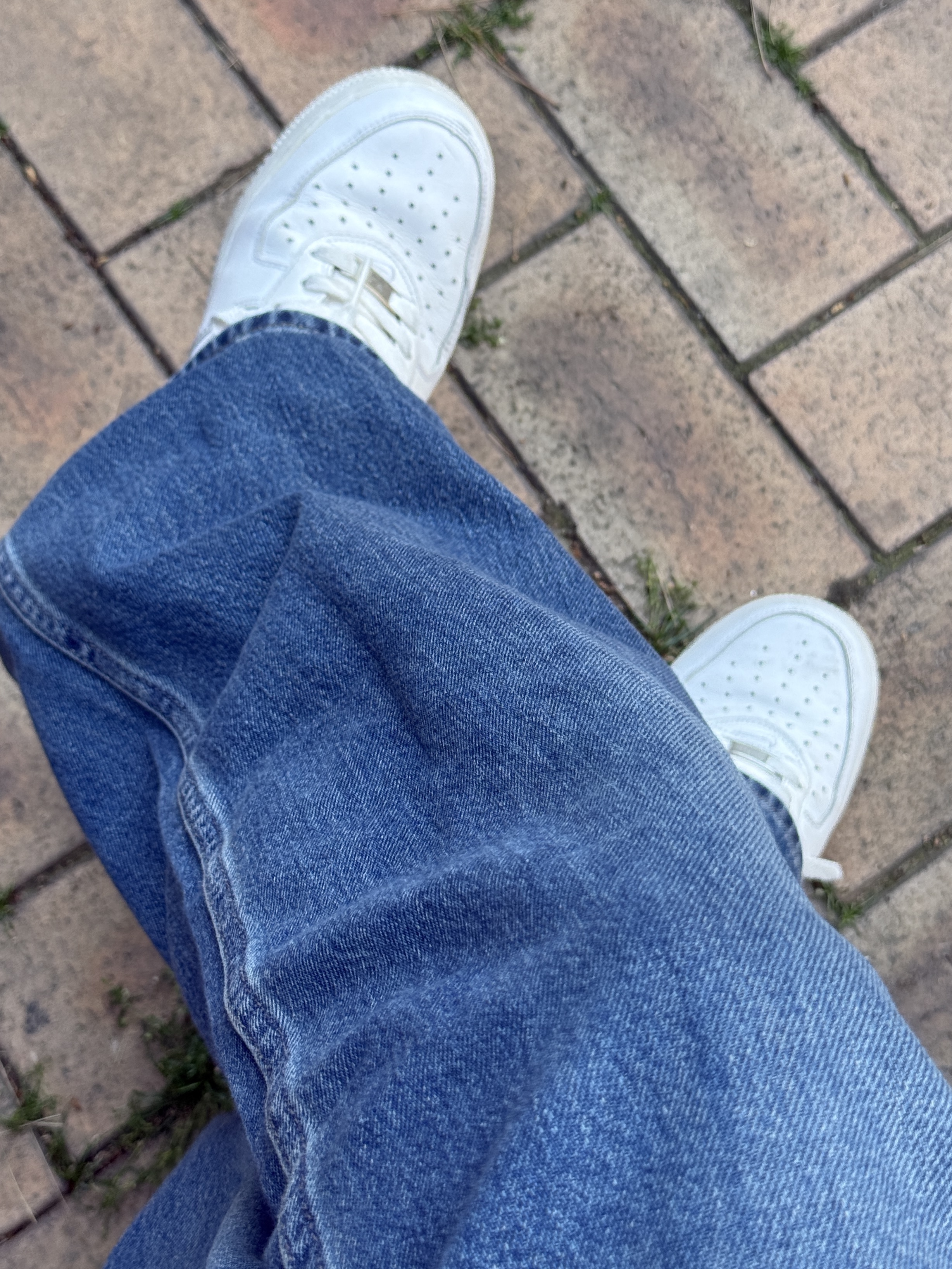 Nike x Supreme Air Force 1 Low White, (W) Uniqlo Baggy Curve Jeans Blue - JP 착용 스타일 - 8