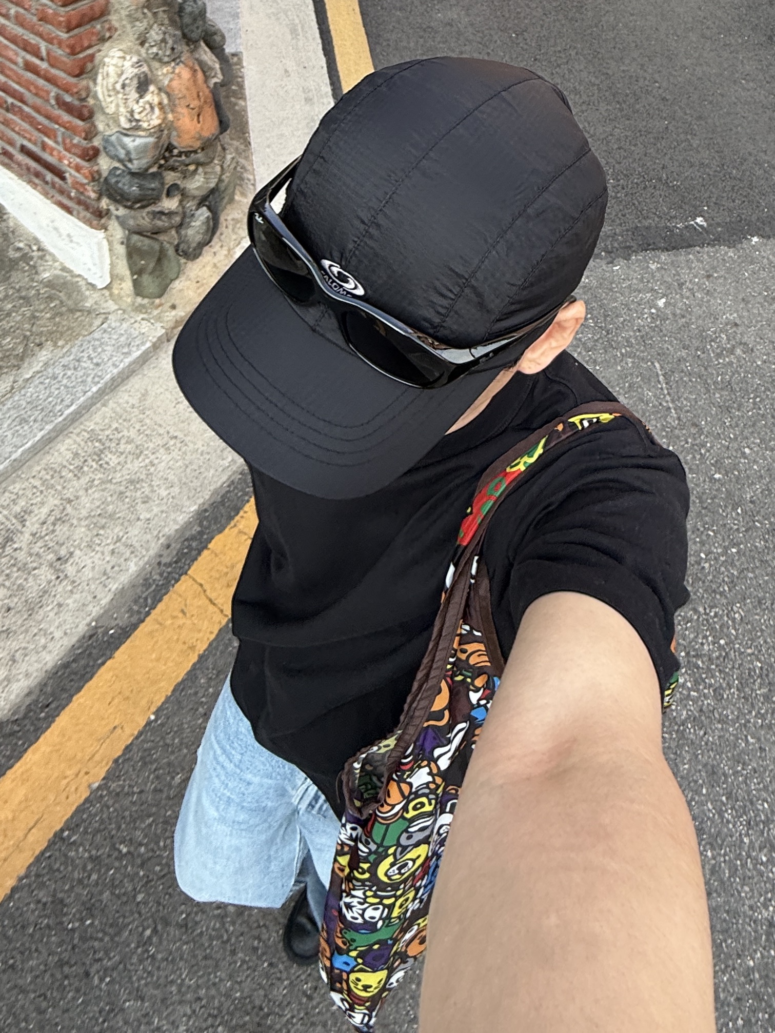 Nike x Supreme Air Force 1 Low Black, (W) Uniqlo Baggy Curve Jeans Blue - JP 착용 스타일 - 1