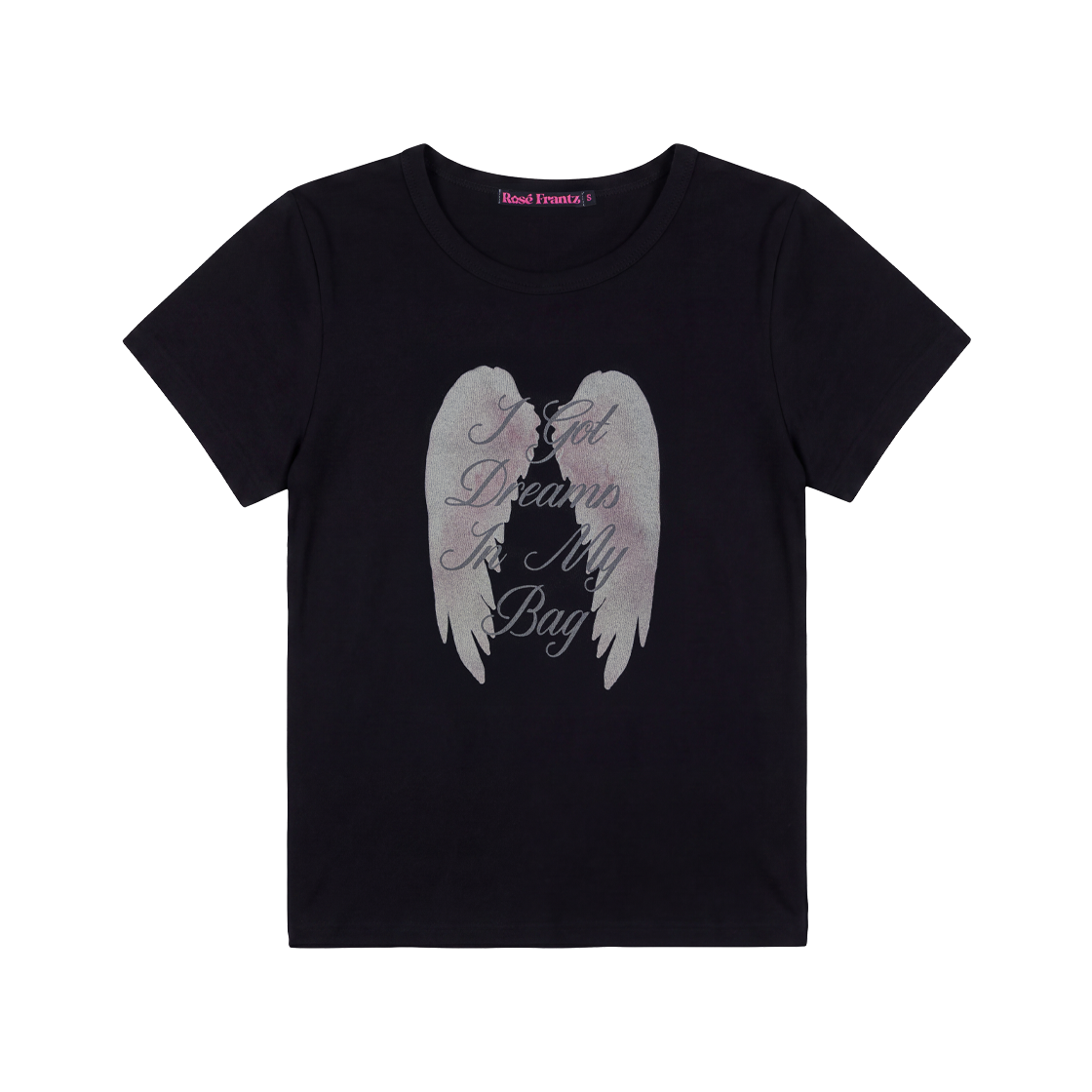 RS26UTS101BLK Rosefrantz Angel Wing Lettering T-shirt [Black]