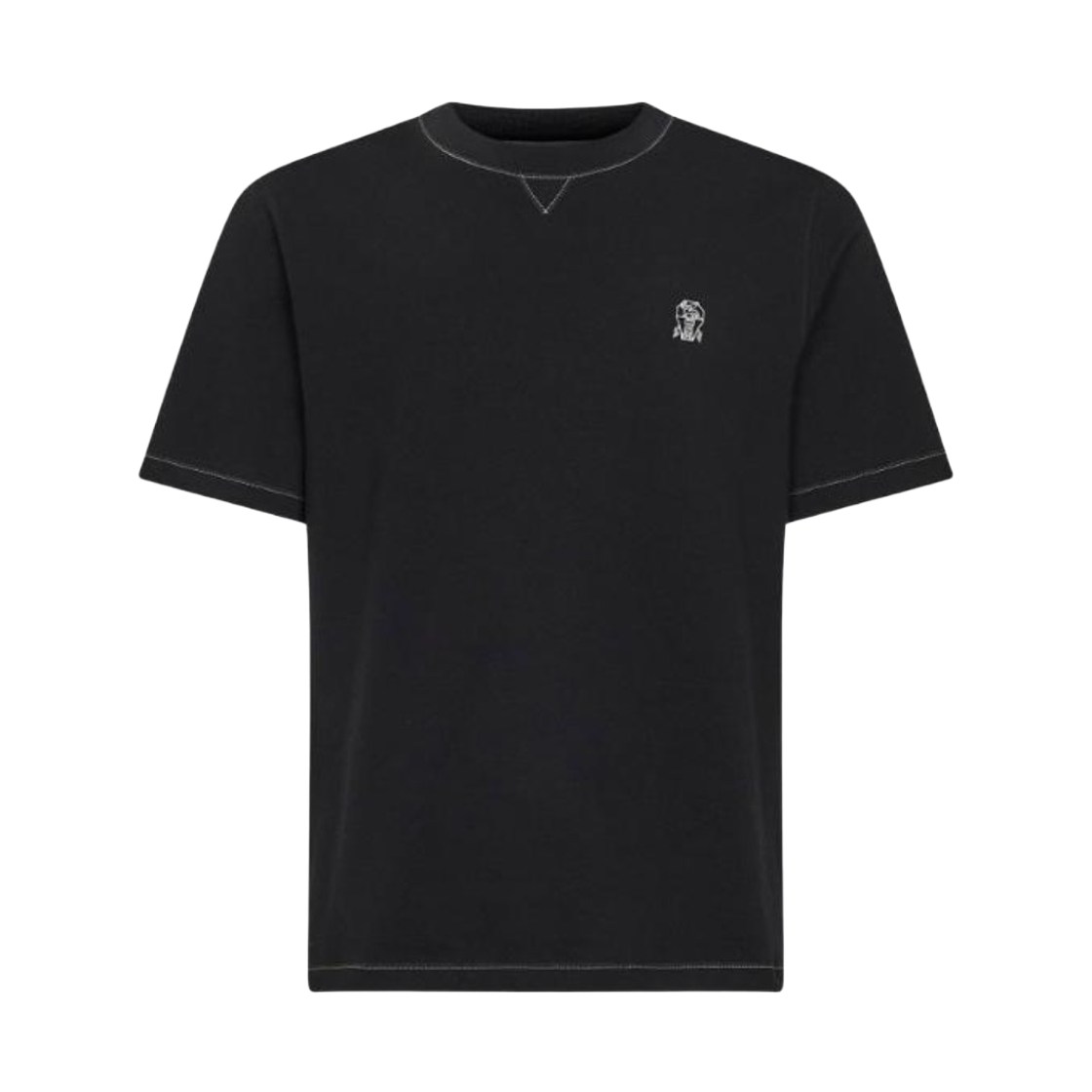 브루넬로 쿠치넬리 로고 자수 크루넥 티셔츠 블랙(Brunello Cucinelli Logo Embroidered Crewneck T-Shirt Black)