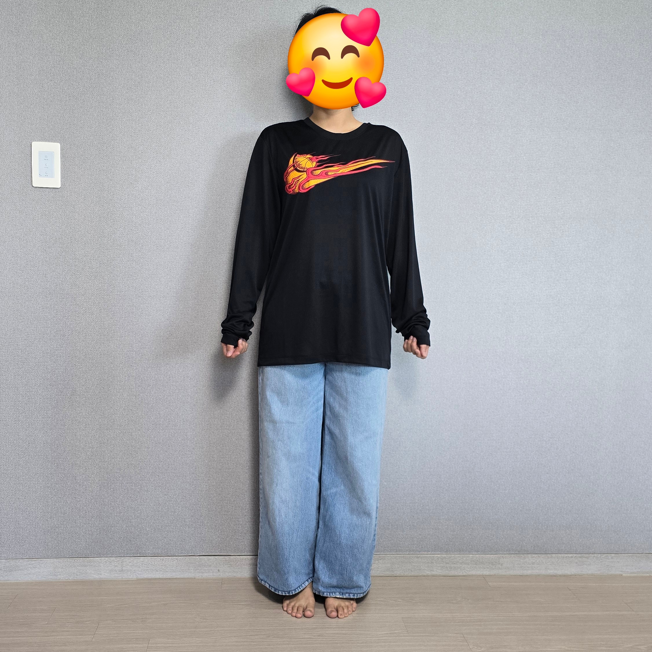 Nike Dri-Fit Long Sleeve Basketball T-Shirt Black 착용 스타일