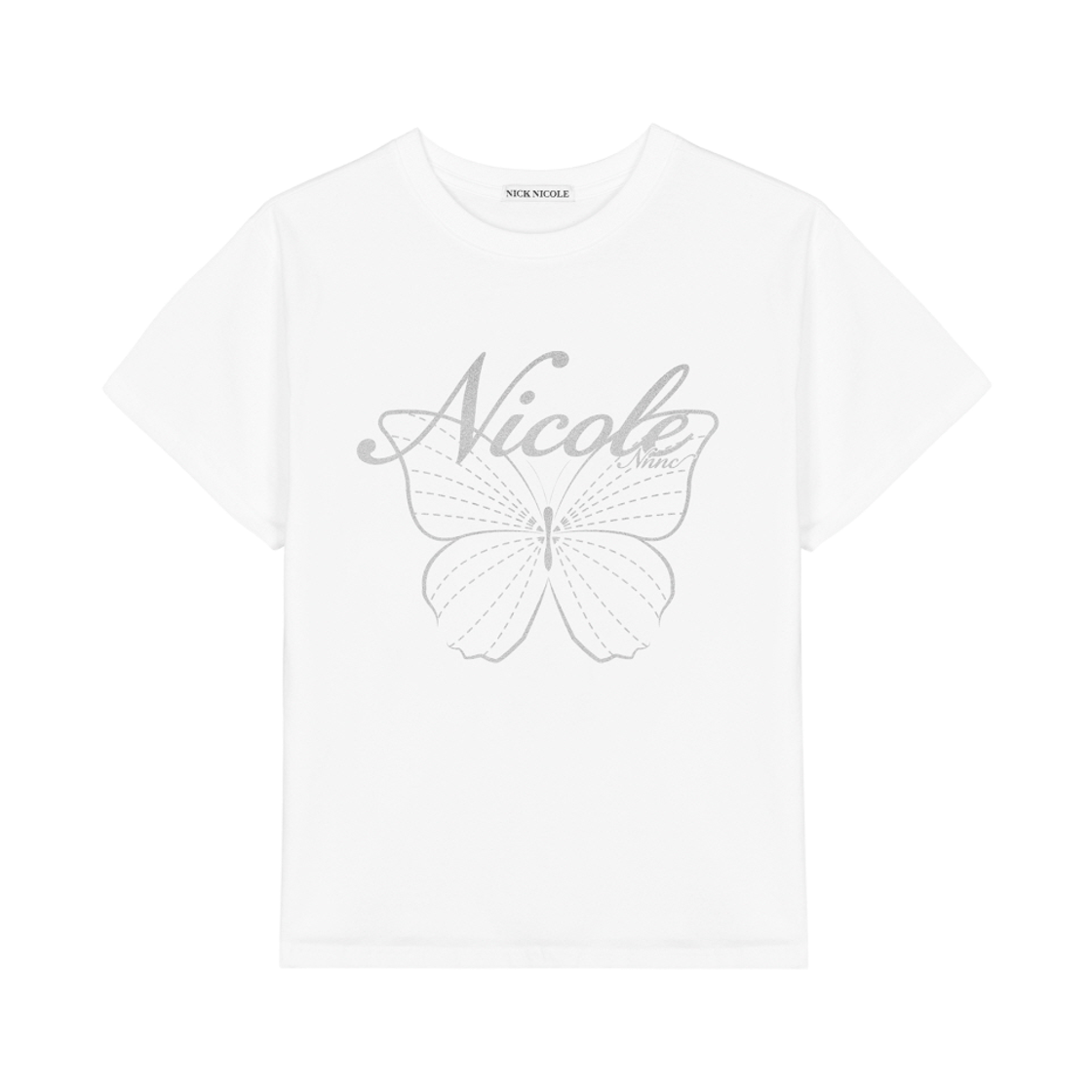 닉앤니콜 니콜 버터플라이 슬리브 탑 화이트 실버(NICK&NICOLE Nicole Butterfly Sleeve Top White Silver) - 1