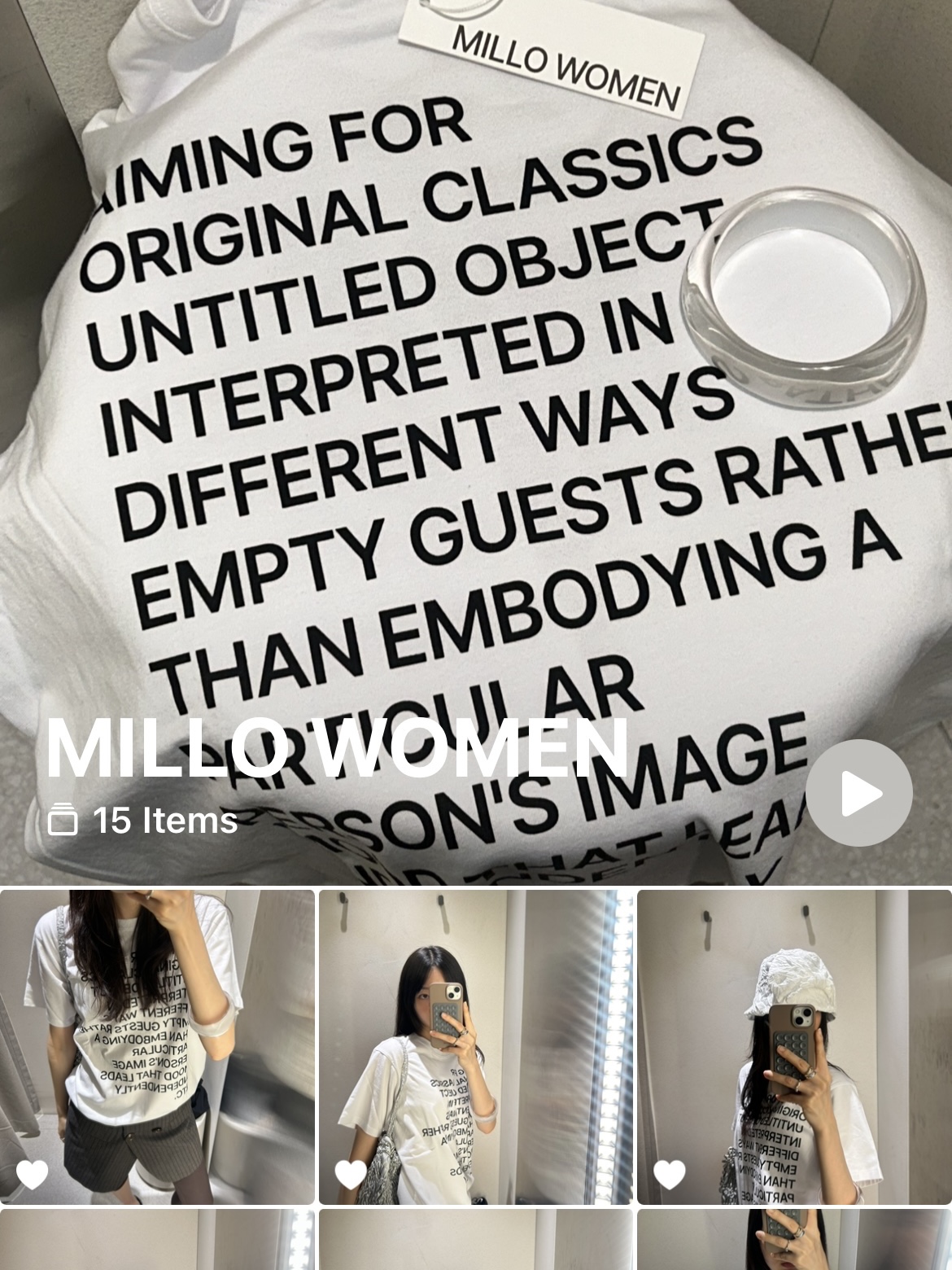 MILLO WOMEN Lettering Archive T-shirts White 착용 스타일 - 8