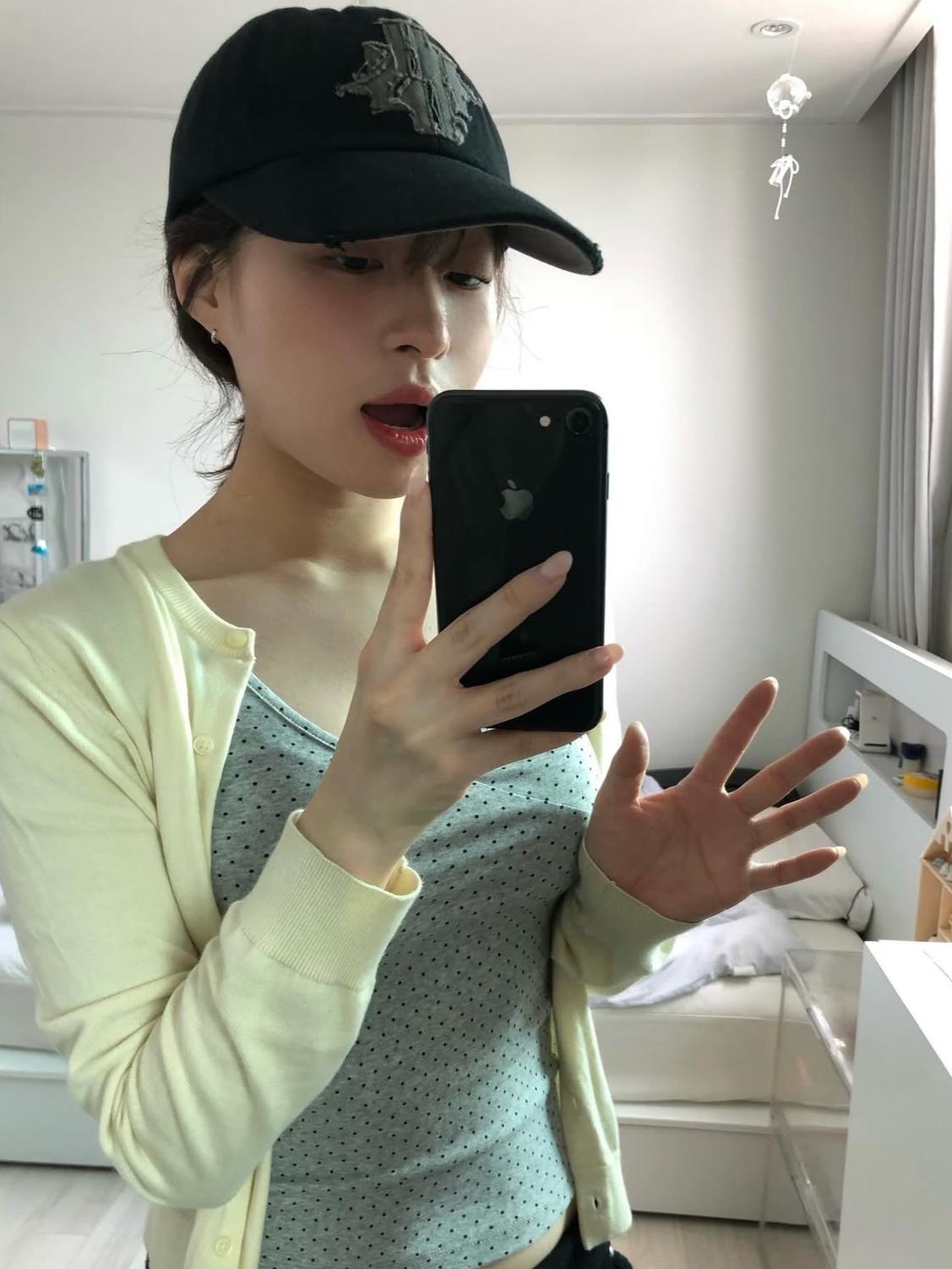 PHOS333 Phos Applique Ball Cap 착용 스타일 - 2