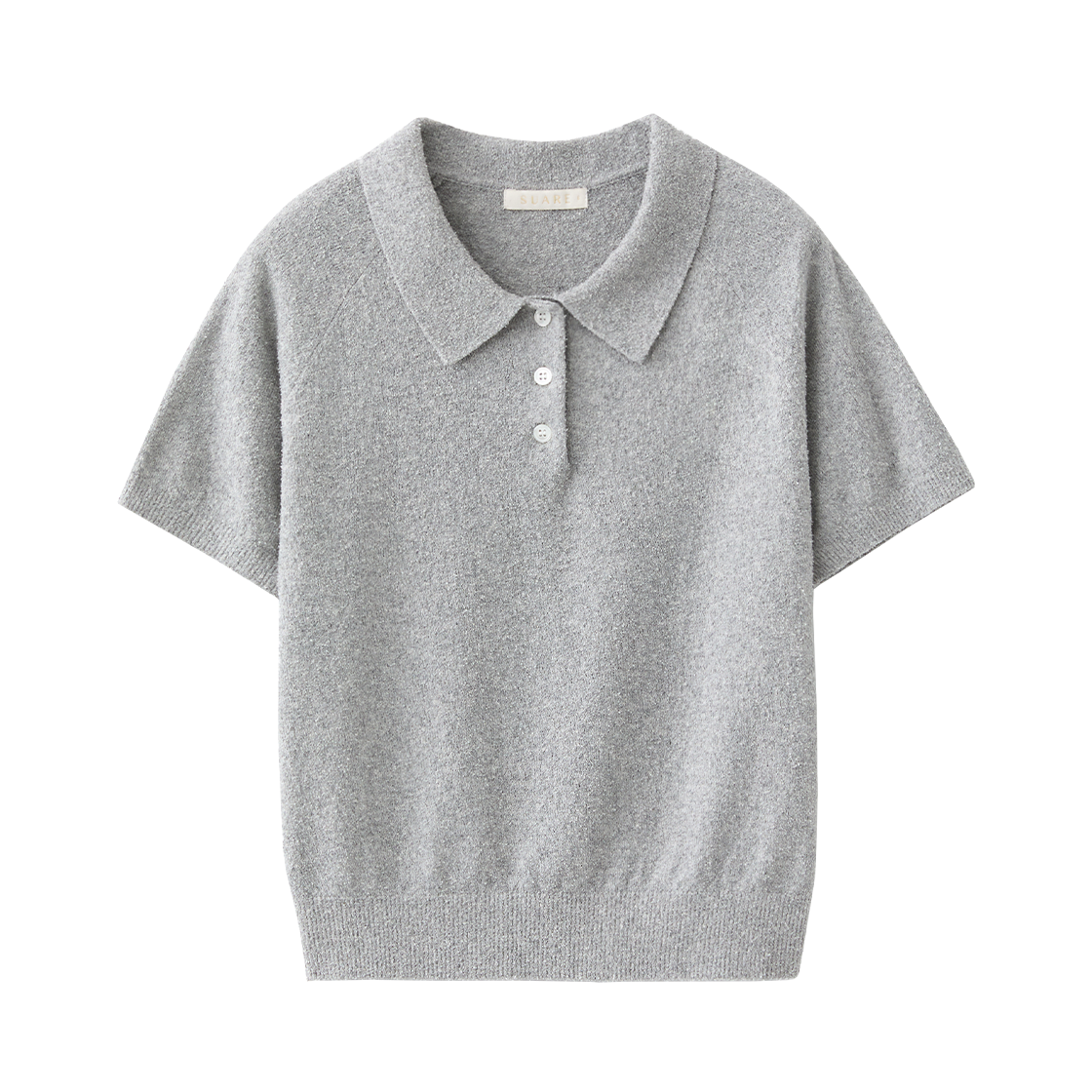 SBF2KN03WMG (W) Suare Women Cotton Boucle Button Collar Knit Melange Gray