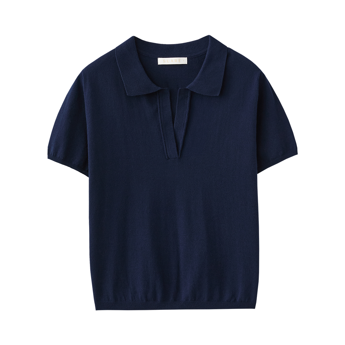 (우먼)에어리 코튼 카라 하프 니트 네이비((W) Suare Women Airy Cotton Collar Half Knit Navy)