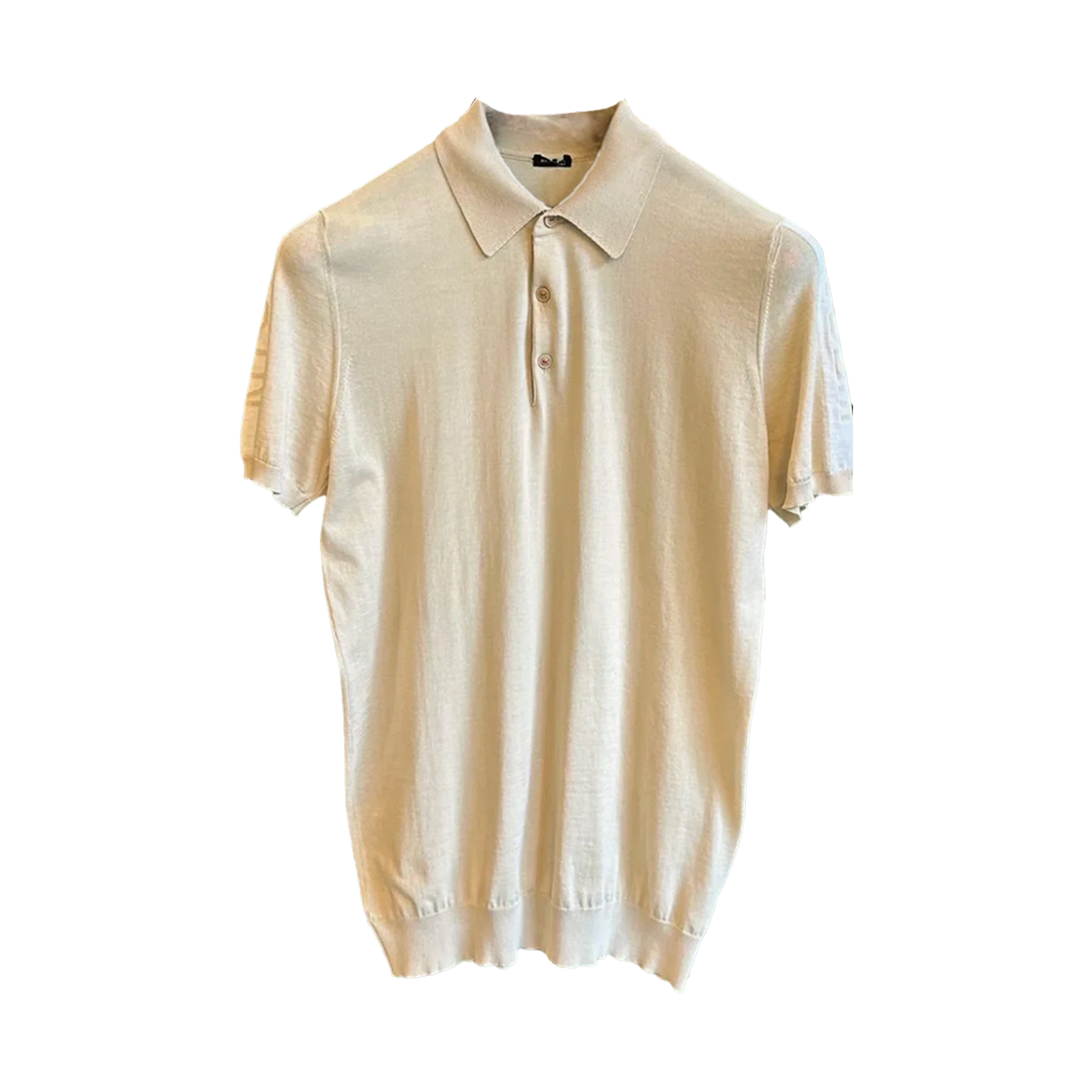 키톤 로고 자수 숏슬리브 폴로 셔츠 베이지(Kiton Logo Embroidered Short Sleeve Polo Shirt Beige)