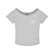 Rosefrantz Stripe One-shoulder T-shirt [Gray]