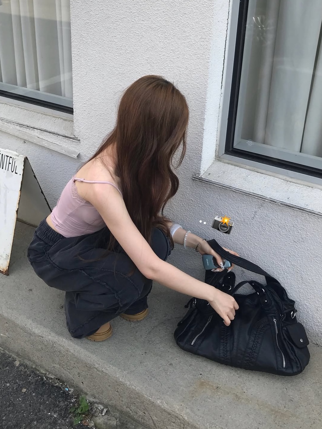 PHOS333 W Vintage Washed Wide Sweatpants 착용 스타일 - 4