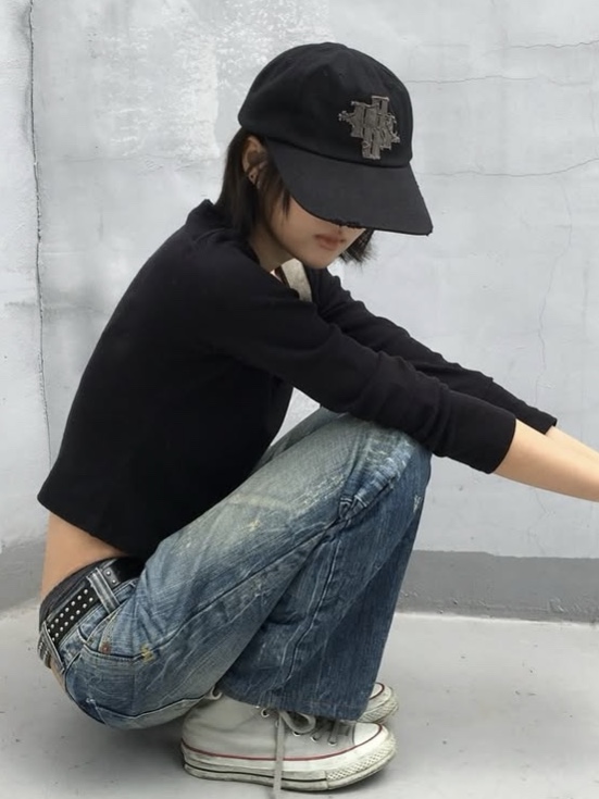 PHOS333 Phos Applique Ball Cap 착용 스타일 - 4