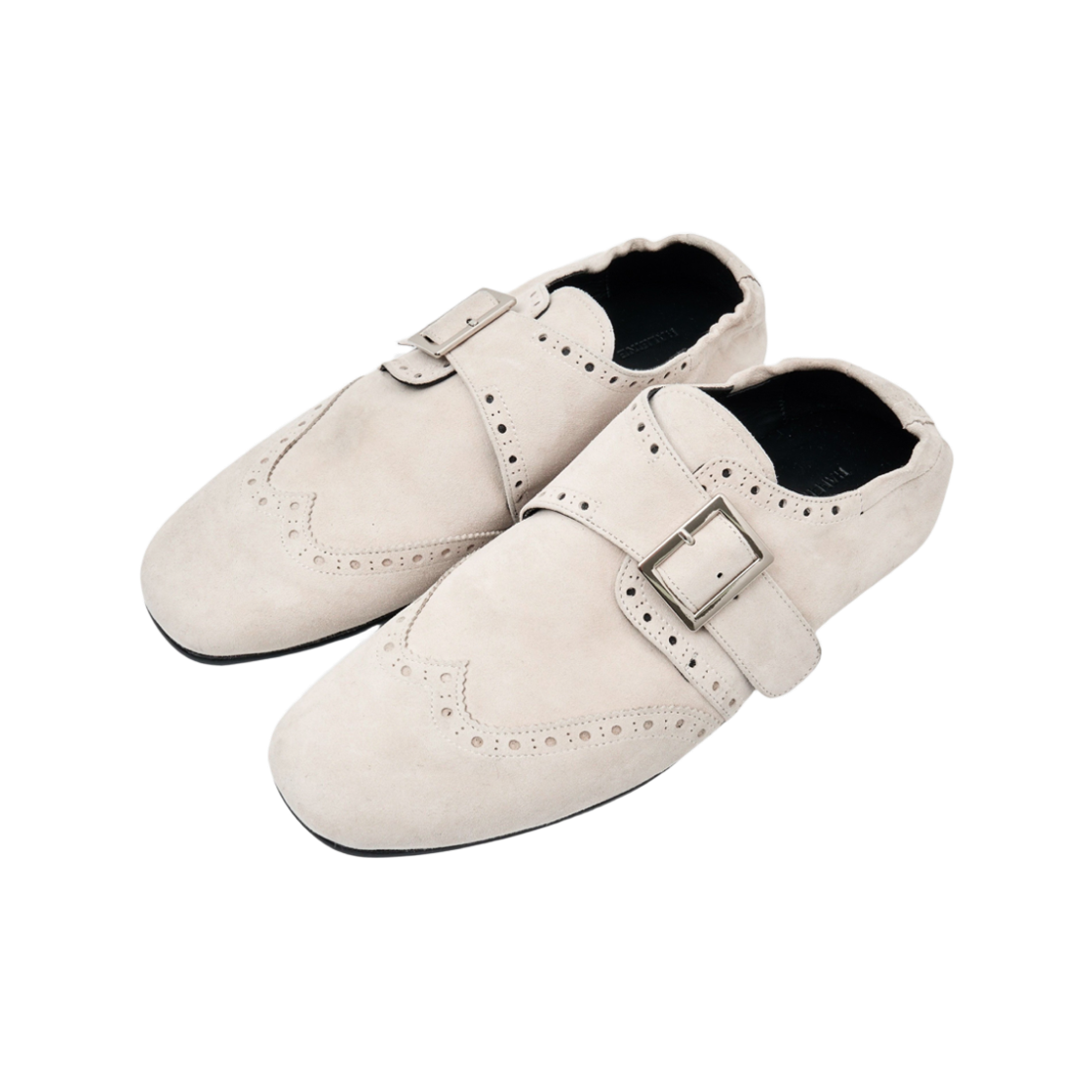 WH405 [프리오더] Haleine Suede Brogue Monk Flats Cream (WH405)