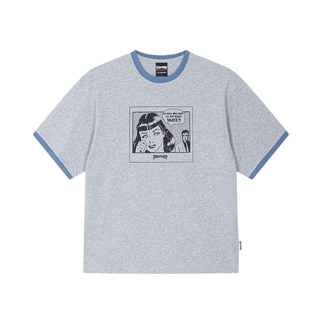 트레셔 보이프렌드 링거 티셔츠 멜란지그레이(Thrasher Boyfriend Ringer T-Shirt Melange Gray)