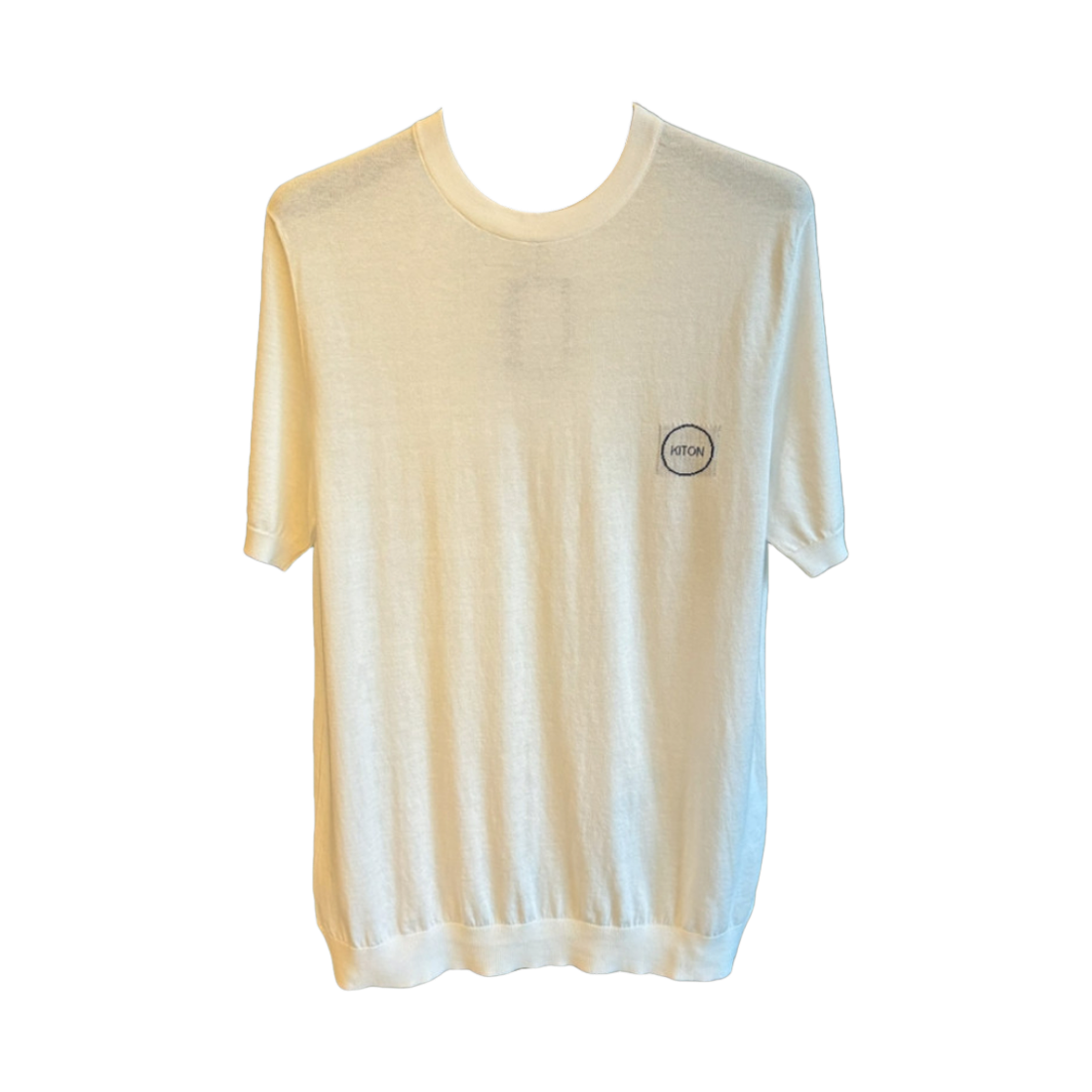 키톤 로고 니트 숏슬리브 티셔츠 화이트(Kiton Logo Knit Short Sleeve T-Shirt White) - 1