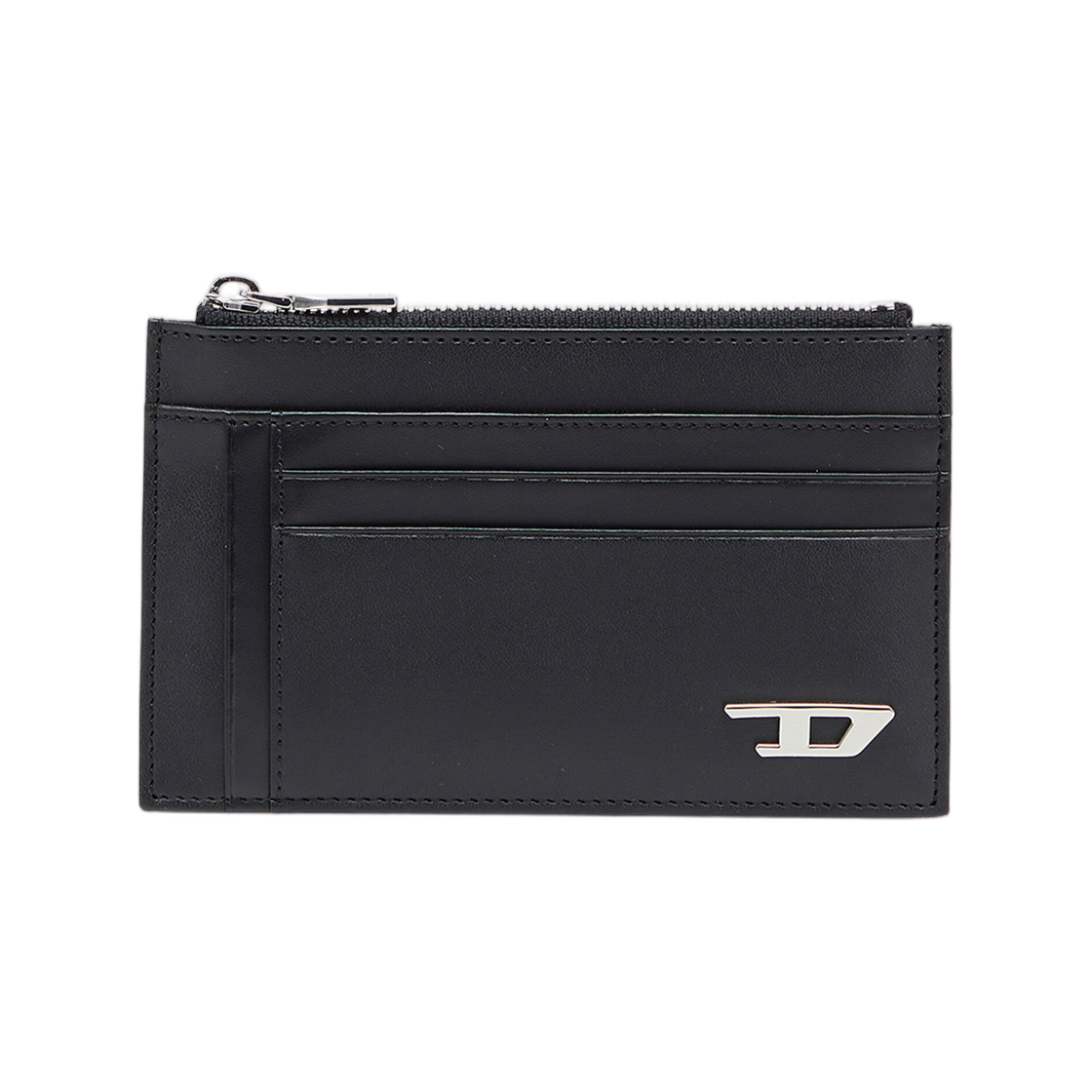 디젤 레더 카드 홀더 집 포켓 블랙(Diesel Leather Card Holder with Zip Pocket Black)