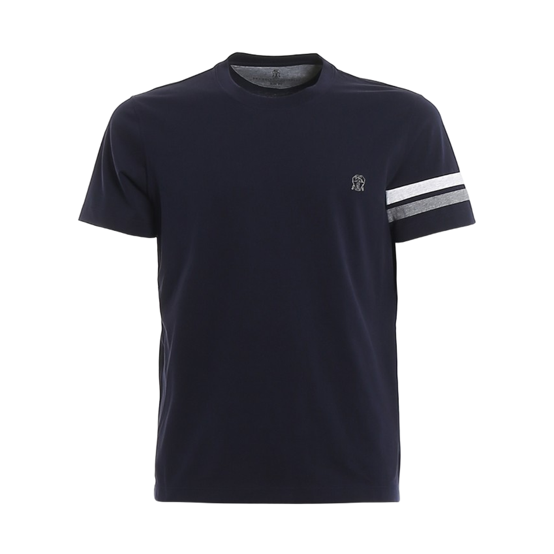 브루넬로 쿠치넬리 코튼 자수 로고 티셔츠 네이비(Brunello Cucinelli Cotton Embroidered Logo T-Shirt Navy)