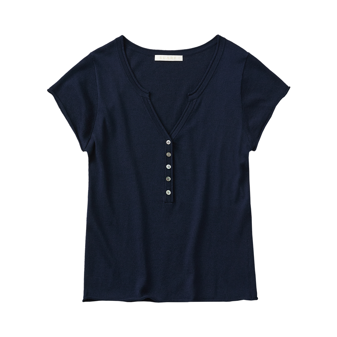 (우먼)코튼 모달 헨리넥 니트 네이비((W) Suare Women Cotton Modal Henley Neck Knit Navy)