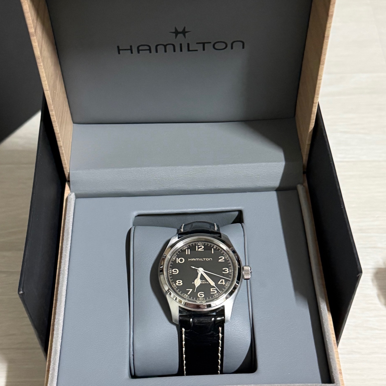 Hamilton Khaki Field Murph 38mm Automatic Stainless Steel Leather Black 착용 스타일 - 1