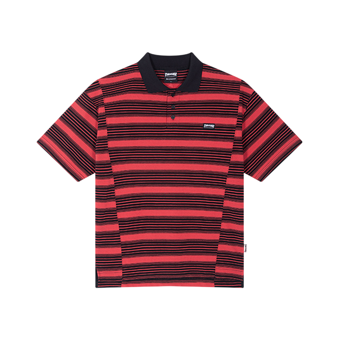 트레셔 어시매트릭 스트라이프 폴로 티셔츠 레드(Thrasher Asymmetric Stripe Polo T-Shirt Red)