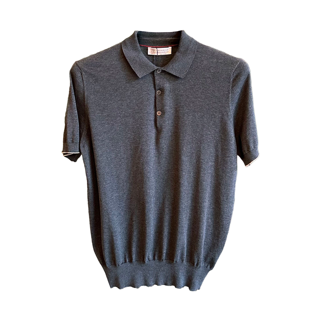 브루넬로 쿠치넬리 코튼 라이트웨이트 니트 폴로 셔츠 그레이(Brunello Cucinelli Cotton Lightweight Knit Polo Shirt Grey)