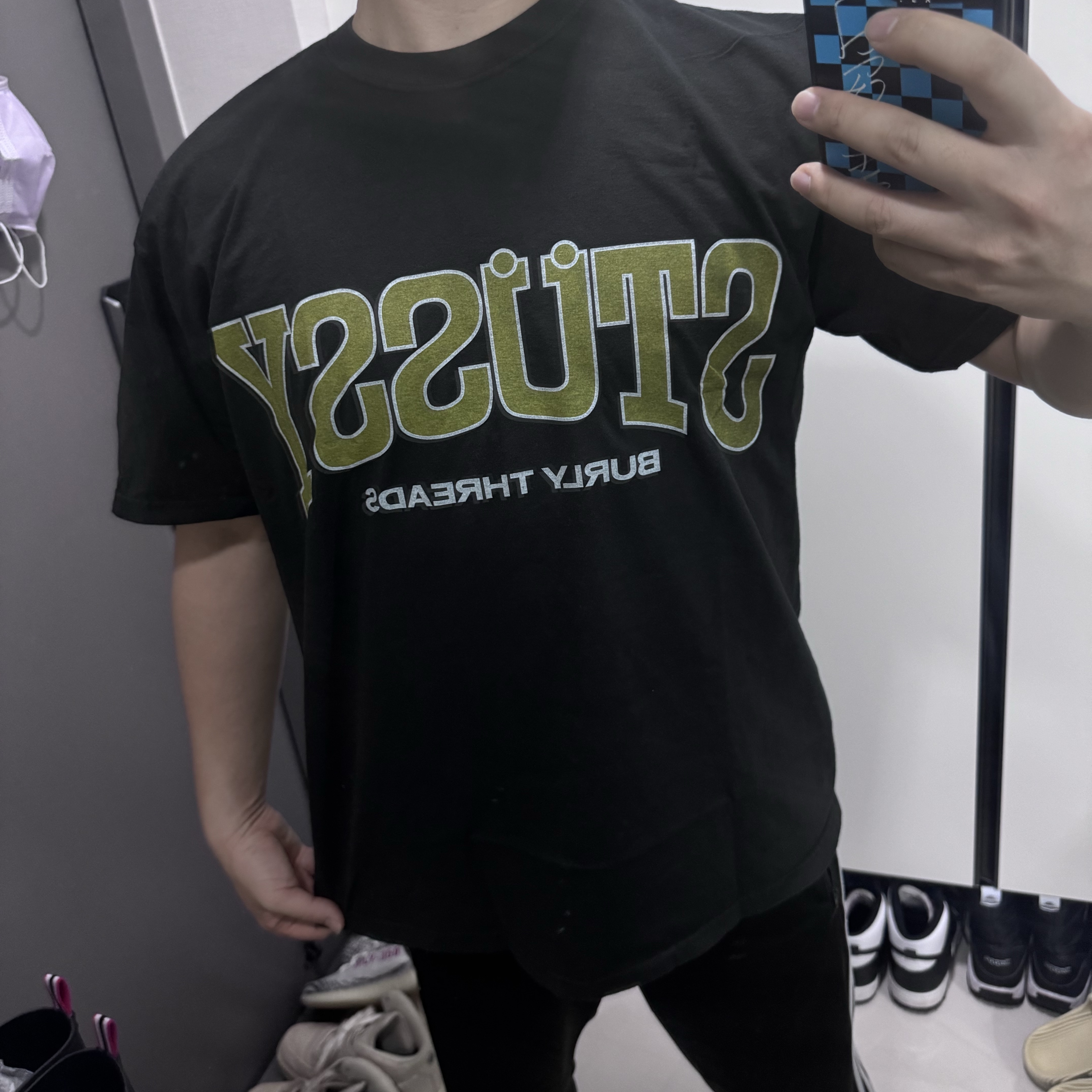Stussy Burly Threads Pigment Dyed T-Shirt Black 착용 스타일
