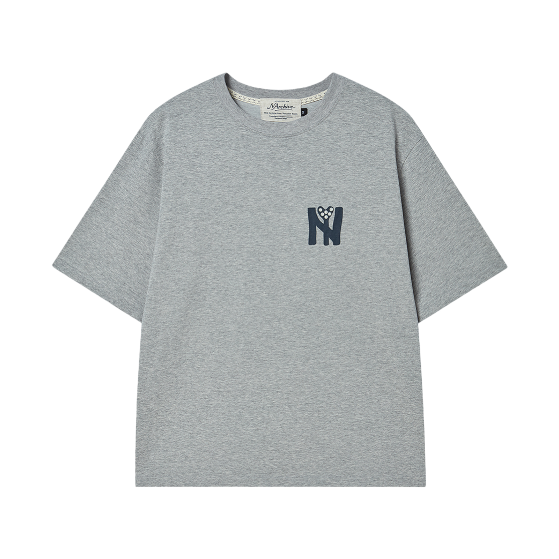엔 아카이브 뉴욕 펄 로고 하프 티셔츠 그레이(N ARCHIVE New York Pearl Logo 1/2 T Shirts Gray)