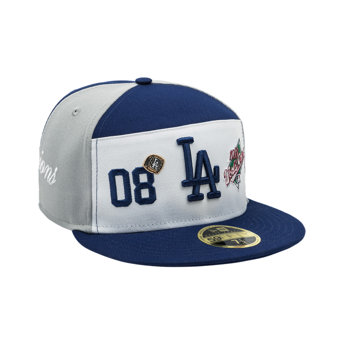 뉴에라 MLB LA 다저스 스크립트 스플릿 패널 피티드캡 화이트 다크 로얄(New Era MLB LA Dodgers Script Split Panel Fitted Cap White Dark Royal) - 2