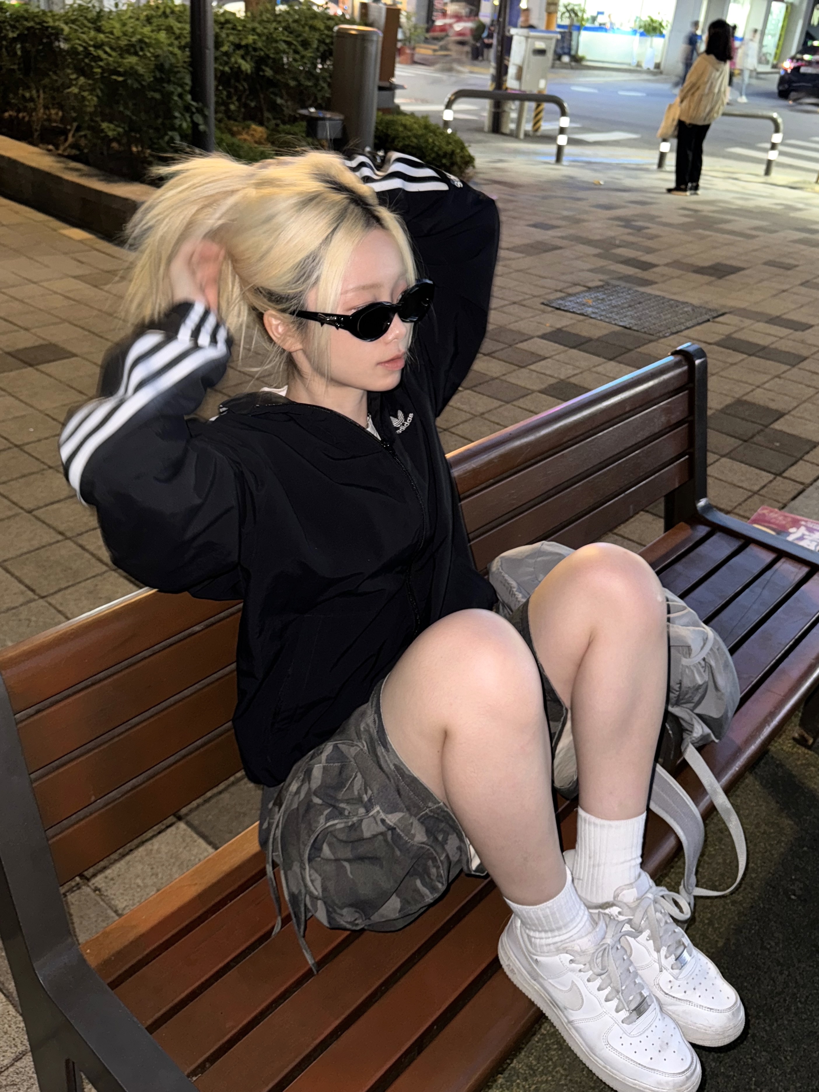 Gentle Monster x Jennie Jentle Salon Fish Tail 01 Black Gray, Adidas Adicolor Woven Firebird Track Top Black  - KR Sizing 착용 스타일 - 1