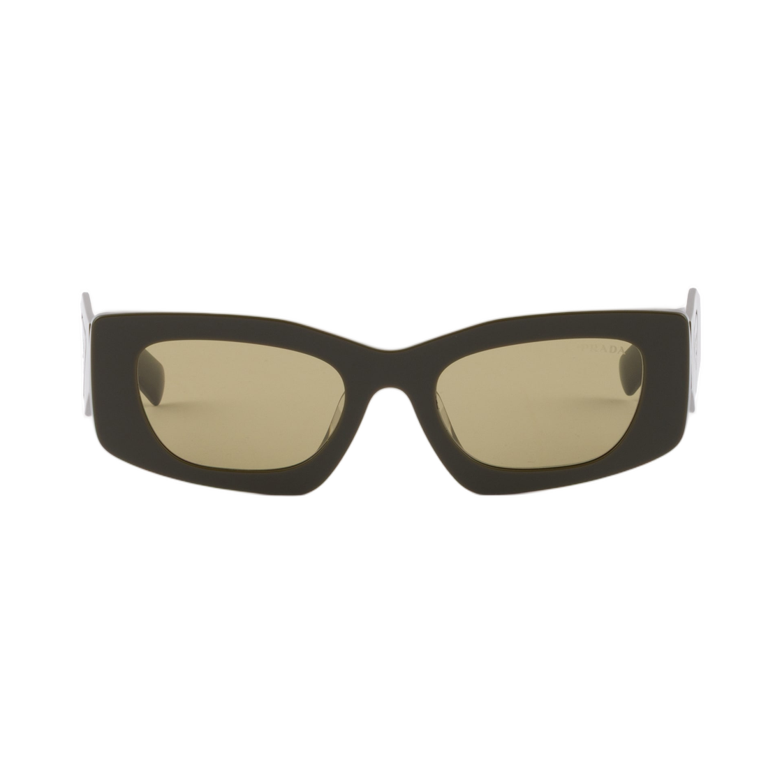 SPRD03-E26J-FE70G Prada Sunglasses with Triangle Logo Olive Green Lenses