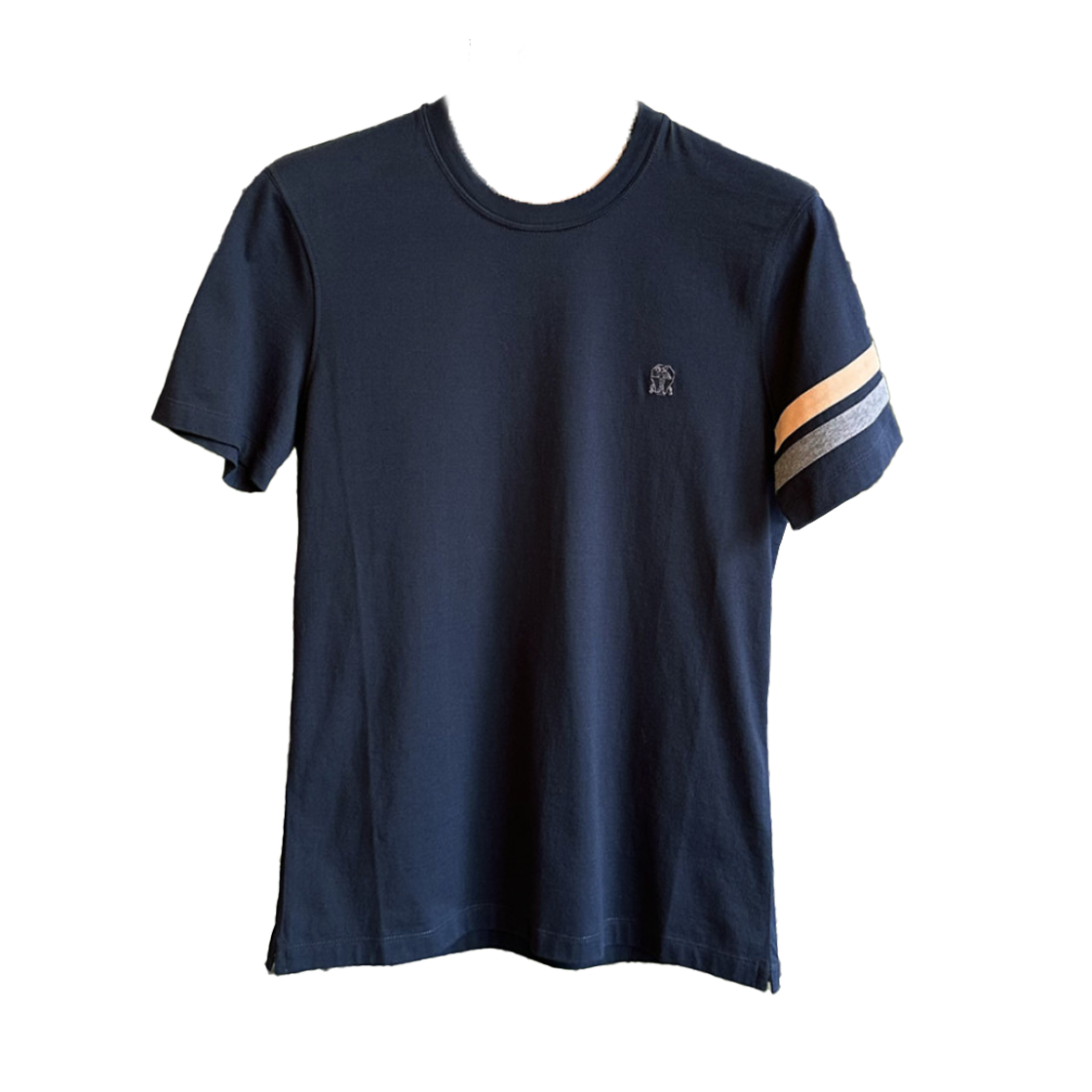 브루넬로 쿠치넬리 코튼 자수 로고 티셔츠 다크 네이비(Brunello Cucinelli Cotton Embroidered Logo T-Shirt Dark Navy)