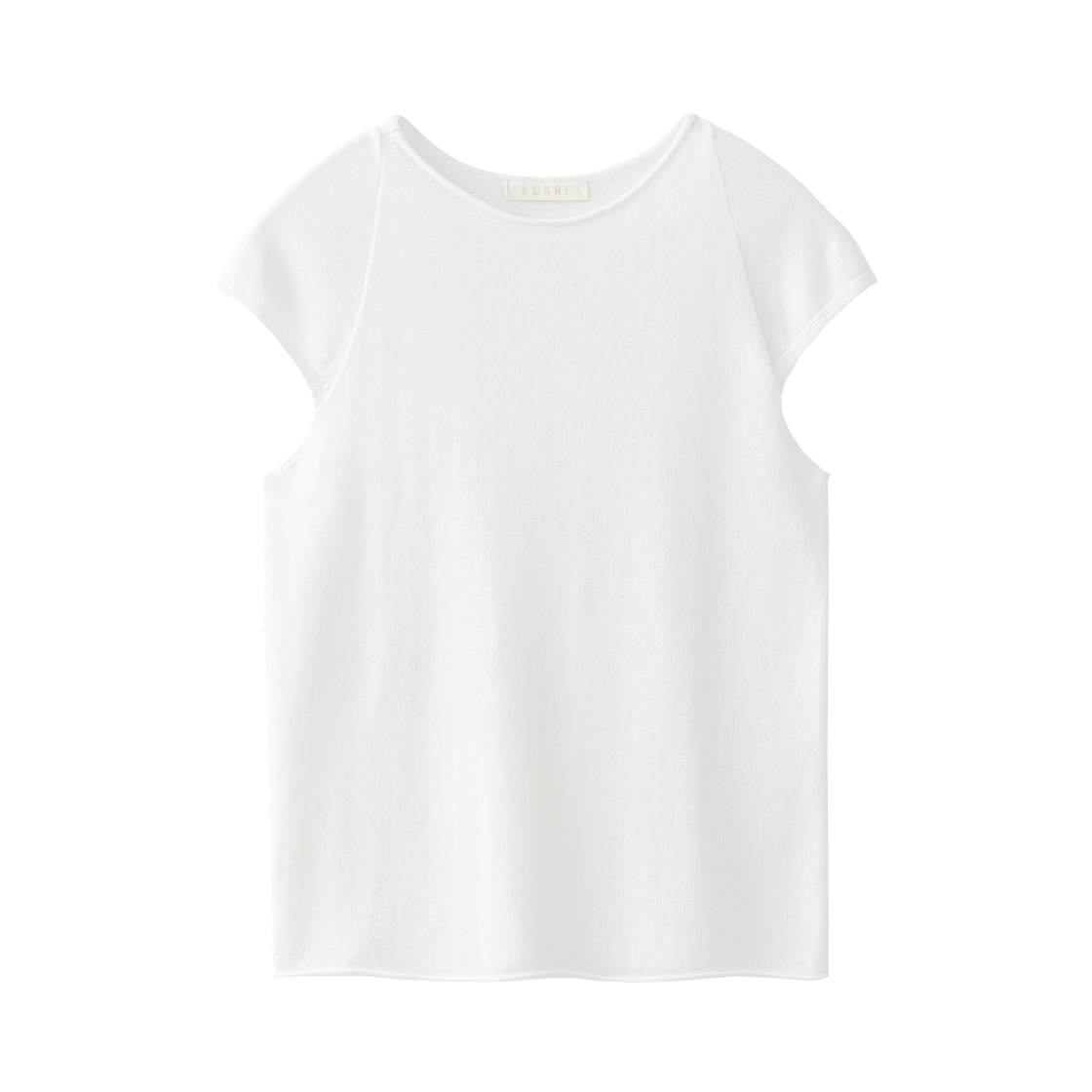 (우먼)컷오프 캡 슬리브 아이보리((W) Suare Women Cut-Off Neck Cap Sleeve Knit Ivory)