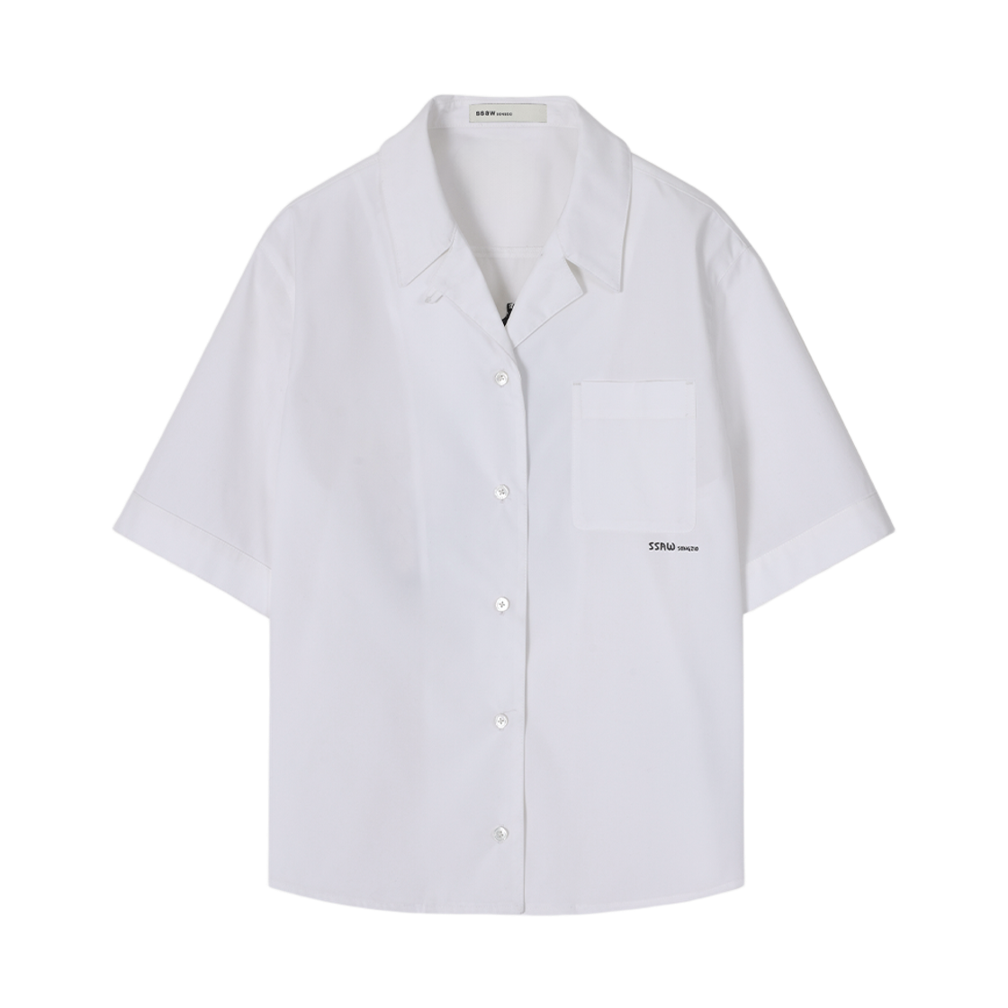 WI1SH111WH (W) SONGZIO SSAW Original Drawing Open Collared Half Shirt White