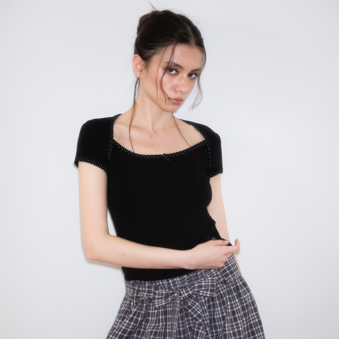 로제프란츠타이니 도트 트림 티셔츠 블랙(Rosefrantz Tiny Dot Trim T-shirt [Black]) - 6