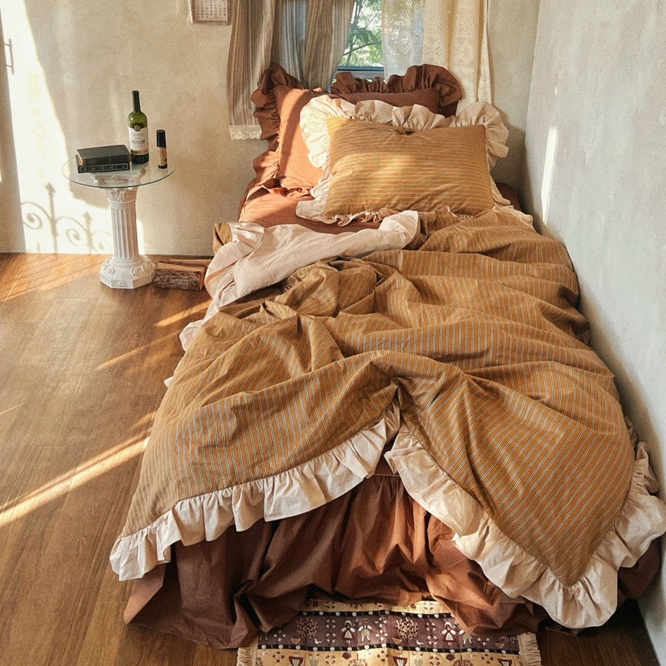 무성화 마롱 브런치 60수 순면 바이오워싱 프릴 이불커버 SS(160x210cm)(MUSEONGHWA Marong Brunch 60 Pure Cotton BioWashing Frill Blanket Cover SS(160x210cm)) - 2