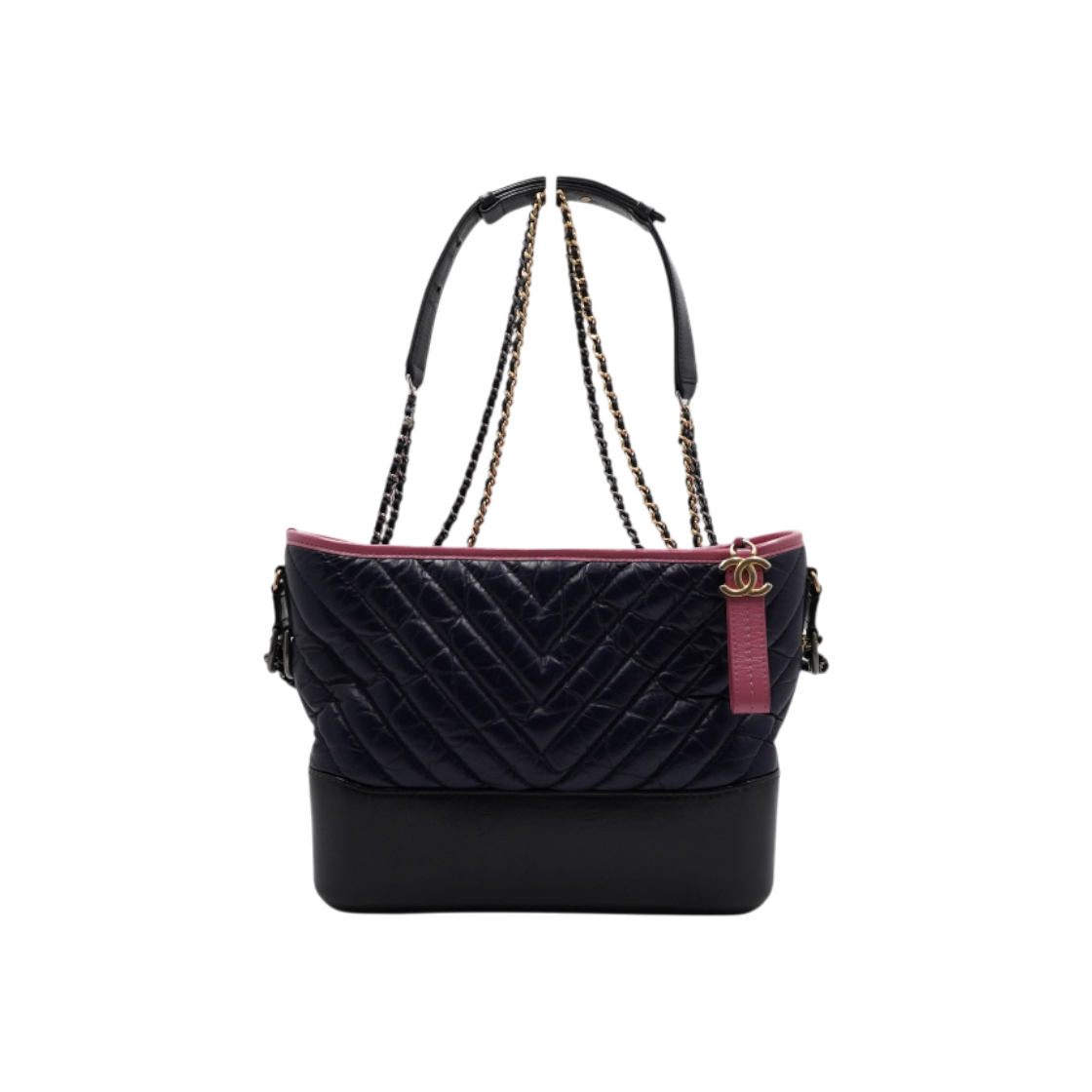 ITKUJFSIHAOW Chanel Navy Gabrielle Chevron Medium Hobo Shoulder Bag