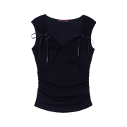 Rosefrantz Lace-trim Ribbon Muse Sleeveless [Black]