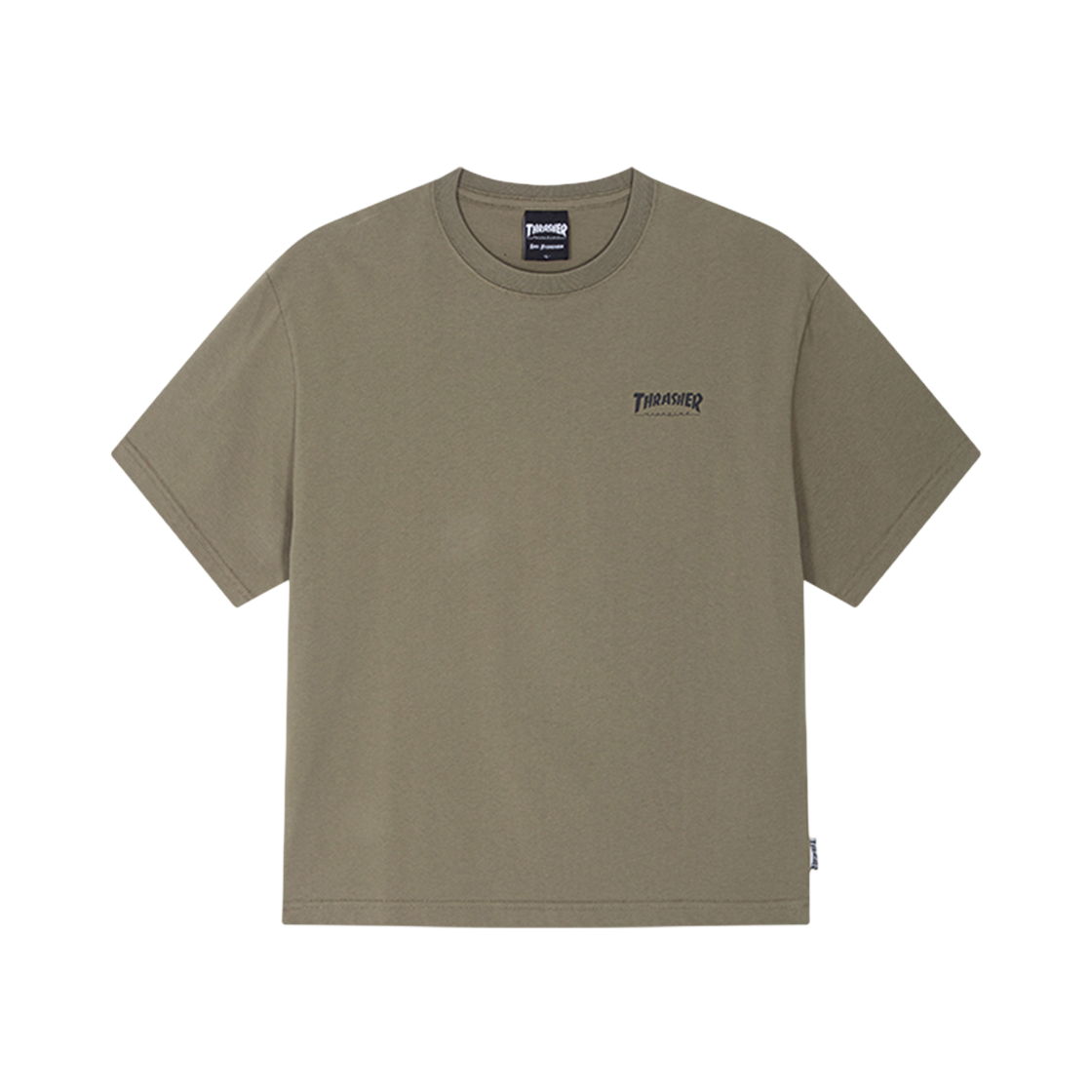 트레셔 스케이트 앤드 디스트로이 크롭 티셔츠 카키(Thrasher Skate And Destroy Crop T-Shirt Khaki)