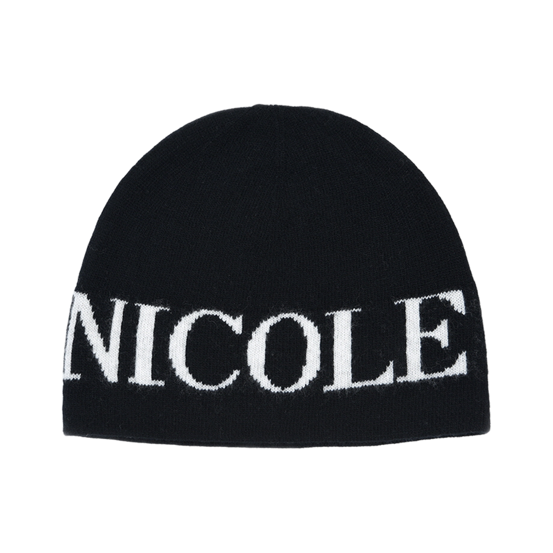 닉앤니콜 캐시미어 레터링 자카드 비니 블랙(NICK&NICOLE Cashmere Lettering Jaquard Beanie Black)