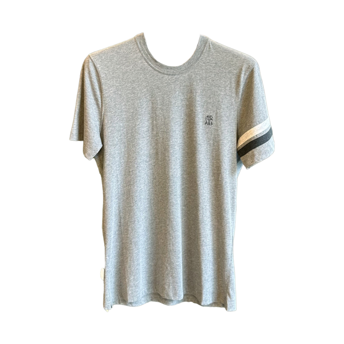 브루넬로 쿠치넬리 코튼 자수 로고 티셔츠 그레이(Brunello Cucinelli Cotton Embroidered Logo T-Shirt Grey)