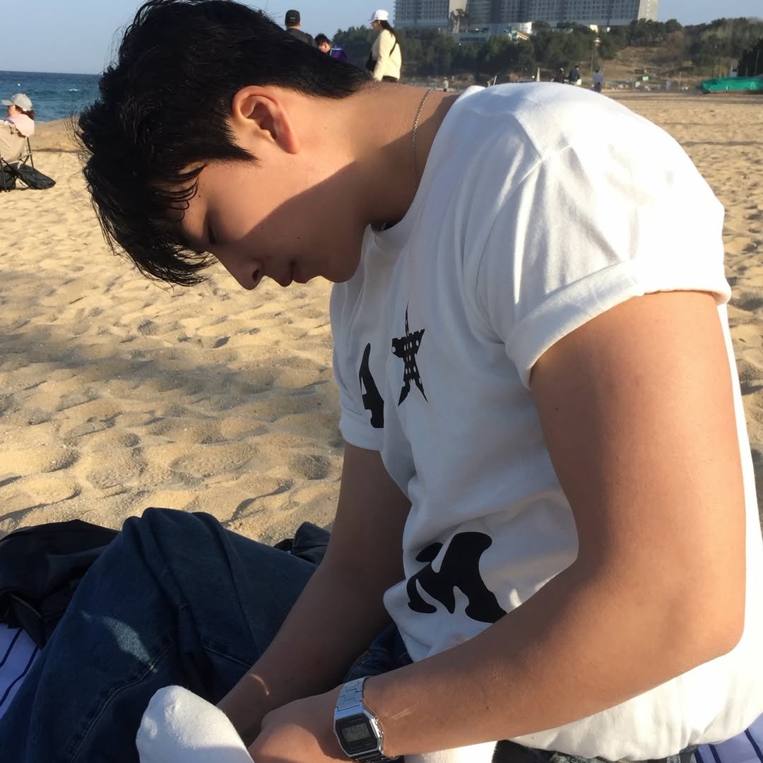 AMOU AM Star Half T-Shirts White 착용 스타일 - 2