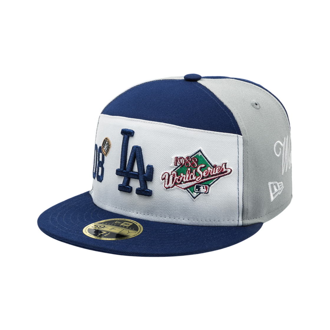 14724869 New Era MLB LA Dodgers Script Split Panel Fitted Cap White Dark Royal