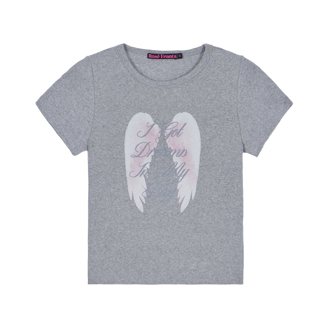 RS26UTS101GRY Rosefrantz Angel Wing Lettering T-shirt [Gray]