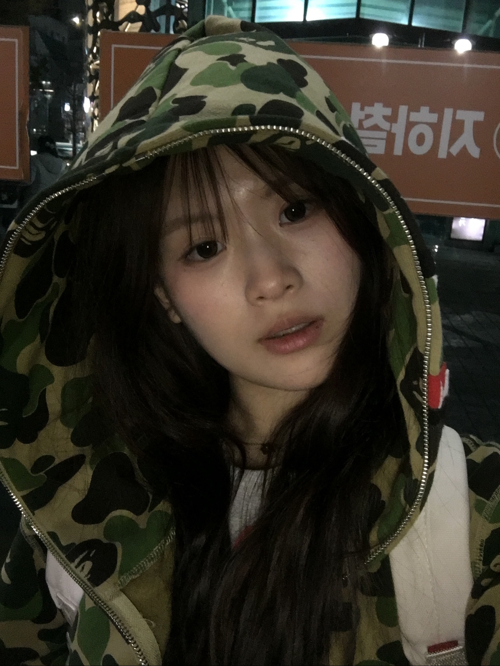 BAPE PONR ABC Camo Shark Full Zip Hoodie Army Green 착용 스타일 - 1