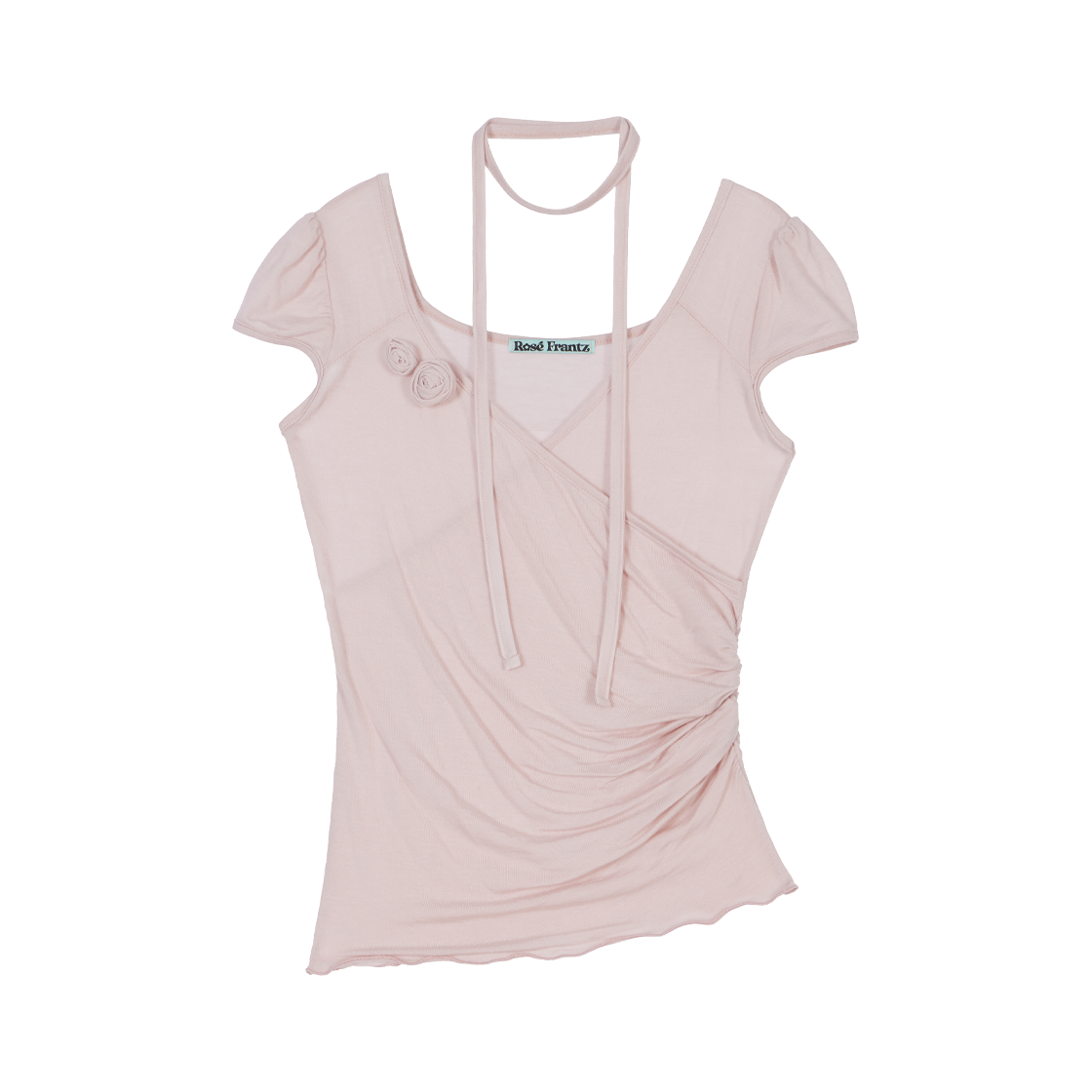 로제프란츠 코사지 셔링 타이 티셔츠 핑크(Rosefrantz Corsage Shirring Tie T-shirt [Pink]) - 1
