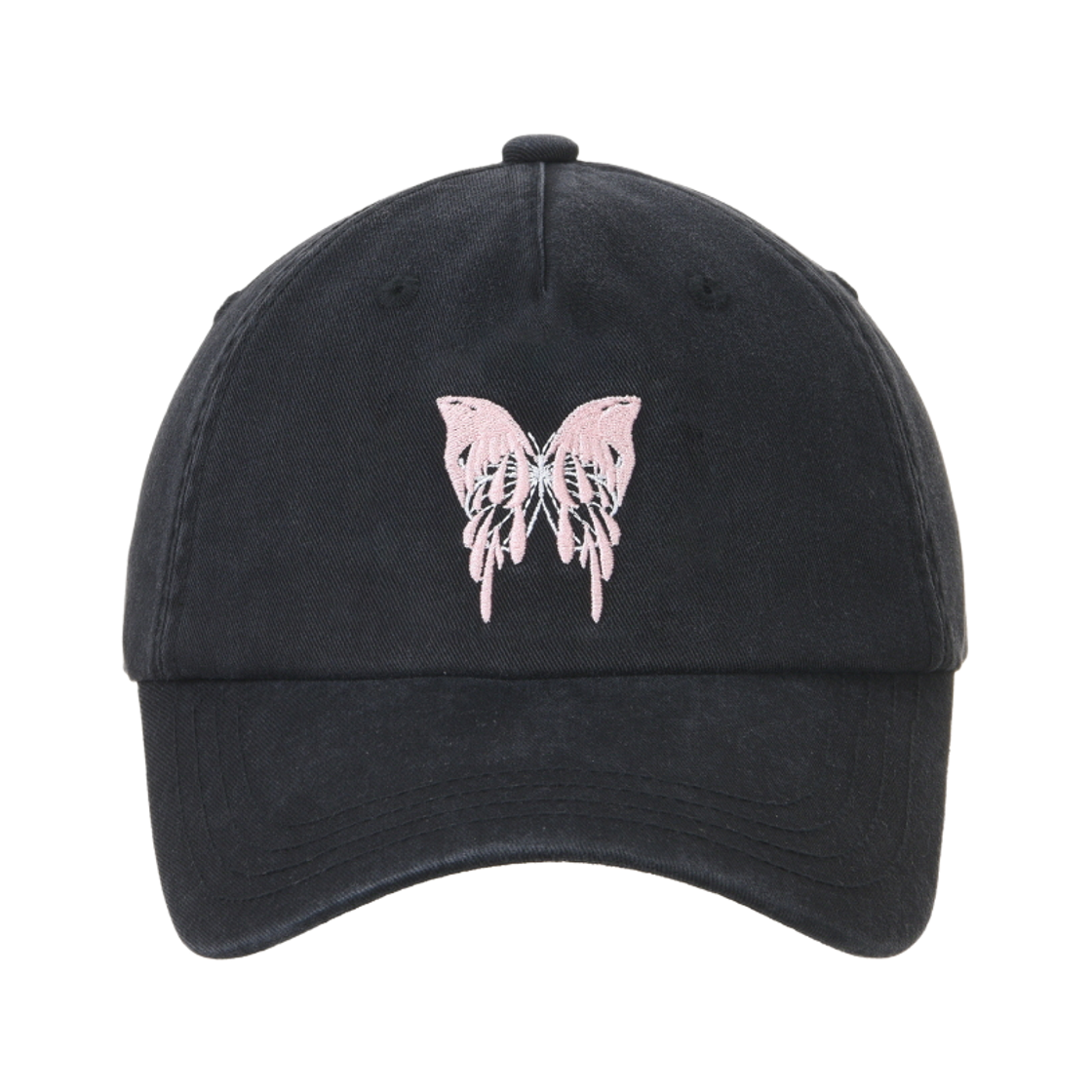 닉앤니콜 × 영거송 멜팅 버터플라이 워시드 캡 블랙 핑크(NICK&NICOLE × YOUNGER SONG Melting Butterfly Washed Cap Black Pink)