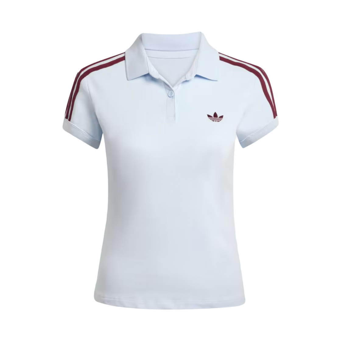 (W) 아디다스 삼선 폴로 크리스탈 스카이 마룬 - KR 사이즈((W) Adidas 3-Stripes Polo Crystal Sky Maroon - KR Sizing) - 1
