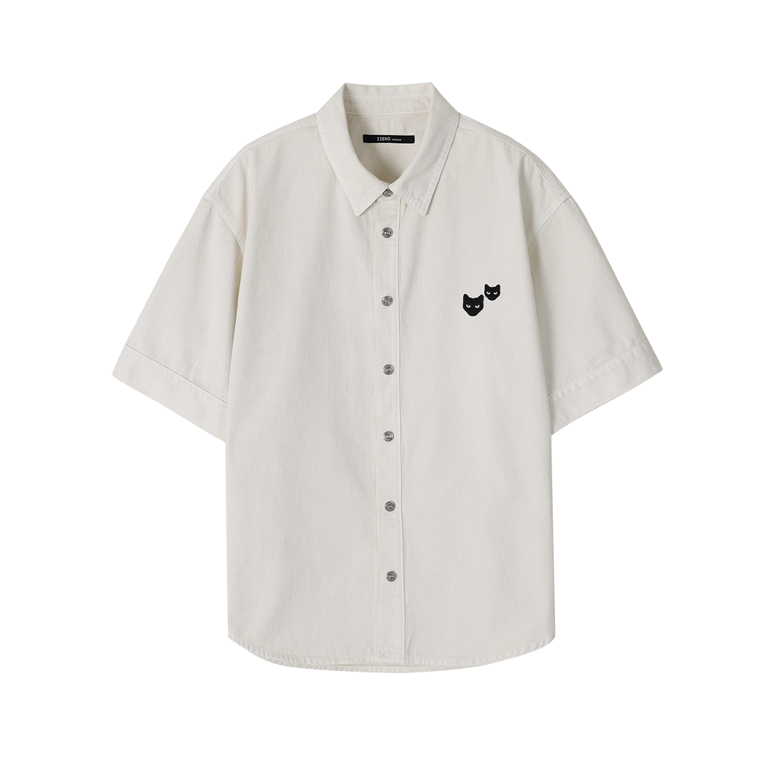 송지오 지제로 트윈 팬서 데님 하프 셔츠 크림(SONGZIO ZZERO Twin Panther Denim Half Shirt Cream) - 1