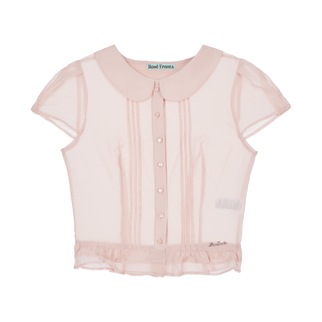 로제프란츠 시스루 플리츠 반팔 블라우스 핑크(Rosefrantz See-through Pleat Short Sleeved Blouse [Pink])