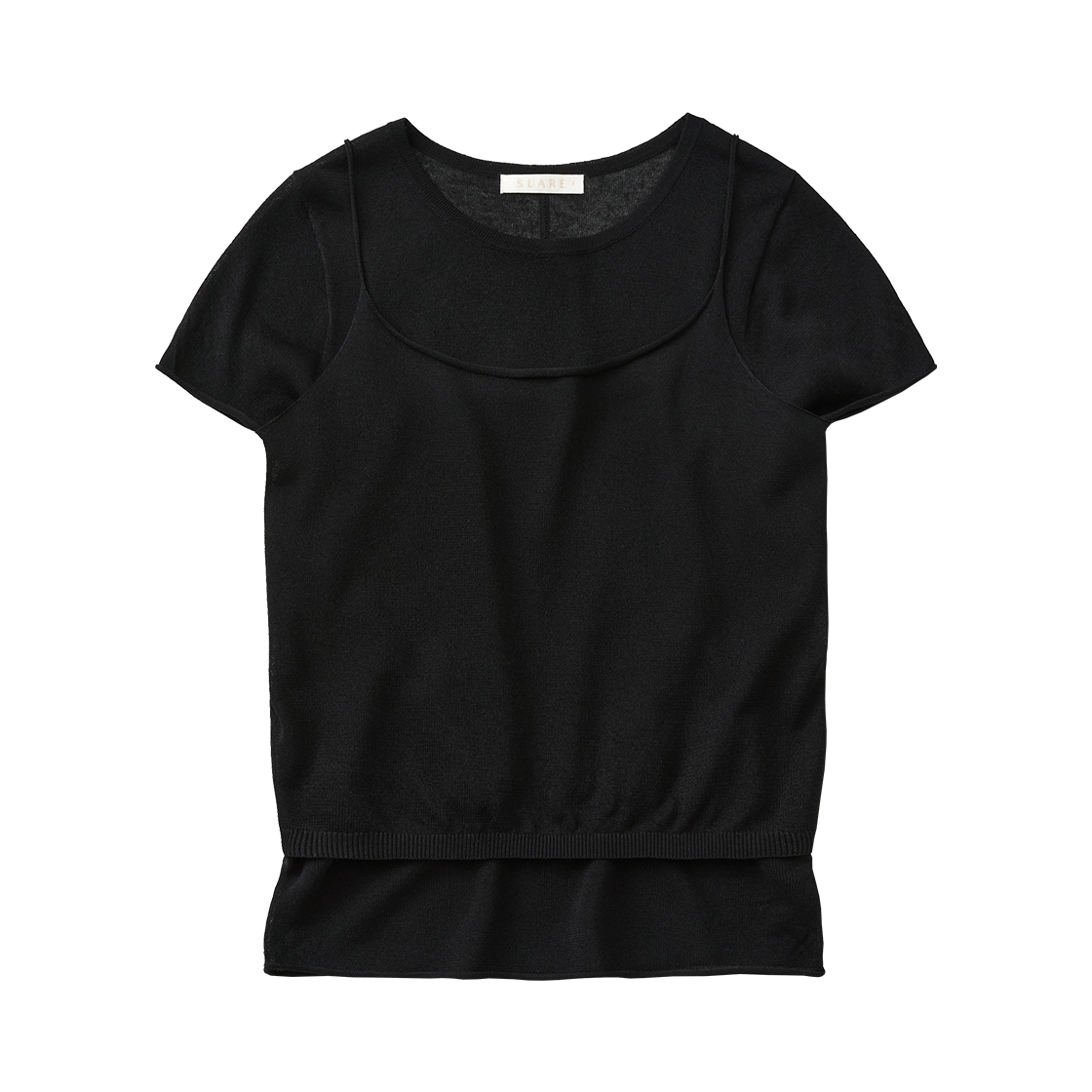 (우먼)베일 린넨 레이어드 니트(SET) 블랙((W) Suare Women Veil Linen Layered Knit (SET) Black) - 1